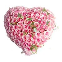 Online Delivery for Pink Roses Heart 100 Flowers in Hyderabad on Friendship Day