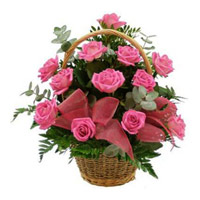 New Year Flowers to Secunderabad comprising 12 Pink Roses Basket