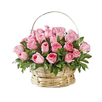 Send Flower to Hyderabad : 24 Pink Roses Basket to Hyderabad