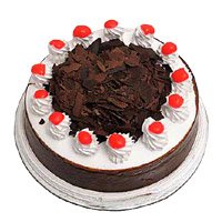 Send Rakhi Cakes to Hyderabad. Online 1 Kg Eggless Black Forest Cakes