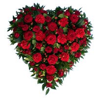 Place Order for Diwali Flowers to Hyderabad including 50 Red Roses to Hyderabad Carnation Heart Arrangement