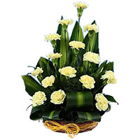 Send Diwali Flowers to Hyderabad with 24 Yellow Carnation Arrangement Flowers on Diwali