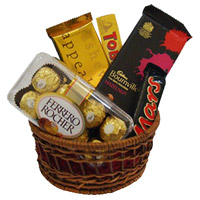 Ferrero Rocher, Bournville, Mars, Temptation, Toblerone Chocolate Basket Hyderabad. New Year Gifts  to Hyderabad