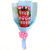 Online Friendship Day Gifts to Hyderabad that includes 6 Red Roses 10 Pcs Ferrero Rocher Bouquet