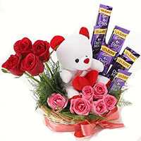 Friendship Day gift with 12 Red Roses 10 Ferrero Rocher Bouquet Hyderabad for Friendship Day