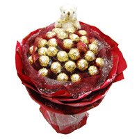 Diwali Gifts Delivery to Hyderabad. 24 Pcs Ferrero Rocher 6 Inch Teddy Bouquet