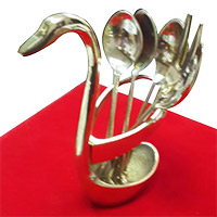 Online Diwali Gifts to Hyderabad. Swan Cutlury Stand in Brass