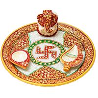 Pooj Thali in Marble. Christmas Gifts to Hyderabad