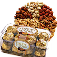 Online Delivery of 500 gm Mixed Dry Fruits Gifts with 16 pcs Ferrero Rocher Chocolates to Hyderabad on Friendship Day