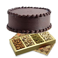 Deliver Christmas Gifts to Hyderabad. 500 gm Mixed Dry Fruits with 500 gm Chocolate Cake Delivery to Hyderabad