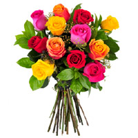 Place Order for Mixed Roses Bouquet 12 Flowers in Hyderabad