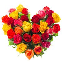 Send Online Mixed Roses Heart 30 Friendship Flowers in Hyderabad