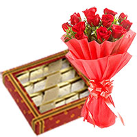 Send New Year Gifts to HyderabadBunch of 12 Red Roses to Hyderabad with 0.5 Kg Kaju Barfi