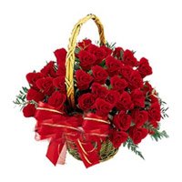Send Diwali Flowers to Hyderabad that includes Red Roses Basket 24 Flowers