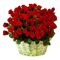 Buy Diwali Flowers to Hyderabad to Deliver Red Roses Basket 36 Flowers