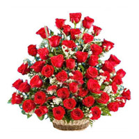 New Year Flowers in Hyderabad online Contains Red Roses Basket 50 Flowers to Ongole