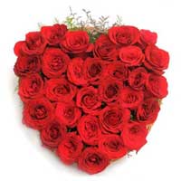 Christmas Flowers to Hyderabad to Deliver Red Roses Heart Arrangement 36 Flowers