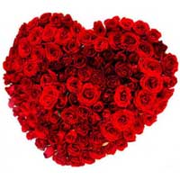 New Year Flowers to Hyderabad Online send to Red Roses Heart Arrangement 200 Flowers to Tirupati