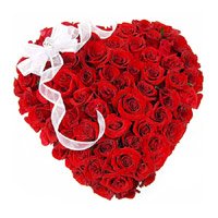 On Friendship Day Order for Red Roses Heart Arrangement 50 Flowers in Hyderabad