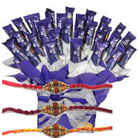 Deliver Dairy Milk Chocolate Bouquet 32 Chocolates and Rakhi to Hyderabad