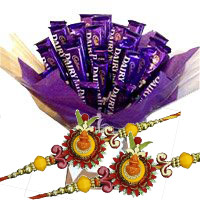 Place Order for Rakhi and Dairy Milk Chocolate Bouquet of 24 Rakhi Chocolates in Hyderabad