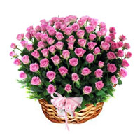 Same Day Christmas Flower Delivery in Hyderabad consist of Pink Roses Basket 100 Flowers