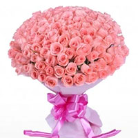 Online Friendship Day Flowers Delivery to Hyderabad consist of Pink Roses Bouquet 100 Flowers