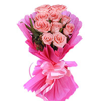 Friendship Day Flower to Hyderabad to Send Pink Roses Bouquet 12 Flowers