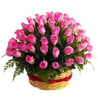 Send Flowers to Hyderabad : Pink Roses Basket