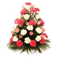 Order Online Valentine's Day Flowers to Vijayawada comprising 24 Yellow Pink Carnation 12 Pink Rose Flower Basket