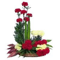 Order Online Valentine's Day Flowers to Vishakhapatnam having Red Yellow Carnation Arrangement 24 Flowers to Hyderabad