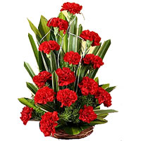 Flowers Delivery in Hyderabad including Red Carnation Basket 30 Flowers to Vijayawada