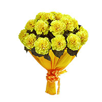 Diwali Flowers to Secunderabad. Yellow Carnation Bouquet 10 Flowers to Hyderabad Online