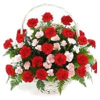 Deliver Valentine's Day Flowers in Hyderabad comprising Red Pink Carnation Basket 40 Flowers to Nizamabad