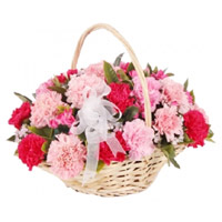 Order Online Valentine's Day Flowers to Hyderabad consisting Red Pink Carnation Basket 24 Flowers to Vishakhapatnam