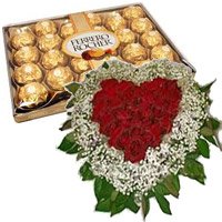 Valentine's Day Flowers to Hyderabad having Ferrero Rocher to Tirupati