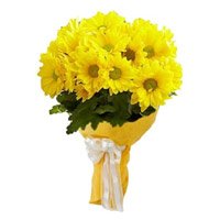 Send Yellow Gerbera Bouquet 15 Flowers in Hyderabad for Diwali
