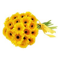 Buy Online Yellow Gerbera Bouquet 24 Flowers in Hyderabad. order Diwali Flowers to Hyderabad