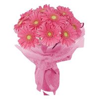 Send Pink Gerbera Bouquet 24 Flowers in Hyderabad on Diwali