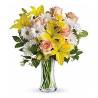 Valentine's Day Flowers Delivery in Rajahmundry : White Gerbera  Flowers Arrangements in Vase