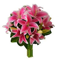 New Year Flowers delivery in Hyderabad : Pink Lily flowers to Hyderabad