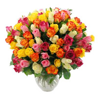 Same Day Diwali Flowers Delivery in Hyderabad comprising Mixed Roses Bouquet 50 Flowers