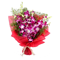 Order Online Purple Orchid Bunch 6 Flowers to Hyderabad with Stem