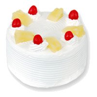 Midnight Valentine's Day Cake Delivery in Hyderabad - Eggless Pineapple Cake to Vijayawada