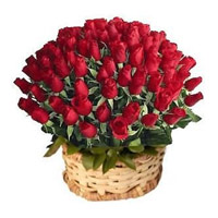 Order Christmas Flowers to Hyderabad. Red Roses Basket 100 Flowers to Hyderabad Online