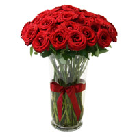 Diwali Flowers Delivery to Hyderabad Same Day consist of Red Roses in Vase 24 Flowers in Hyderabad
