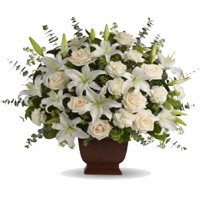 Same Day Valentine's Day Flower Delivery in Hyderabad consisting White Lily Roses Carnation Basket 40 Flowers to Nellore