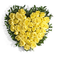 Deliver Flowers to Hyderabad : 40 Yellow Roses Heart