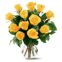 Flowers to Hyderabad : 12 Yellow Roses Vase